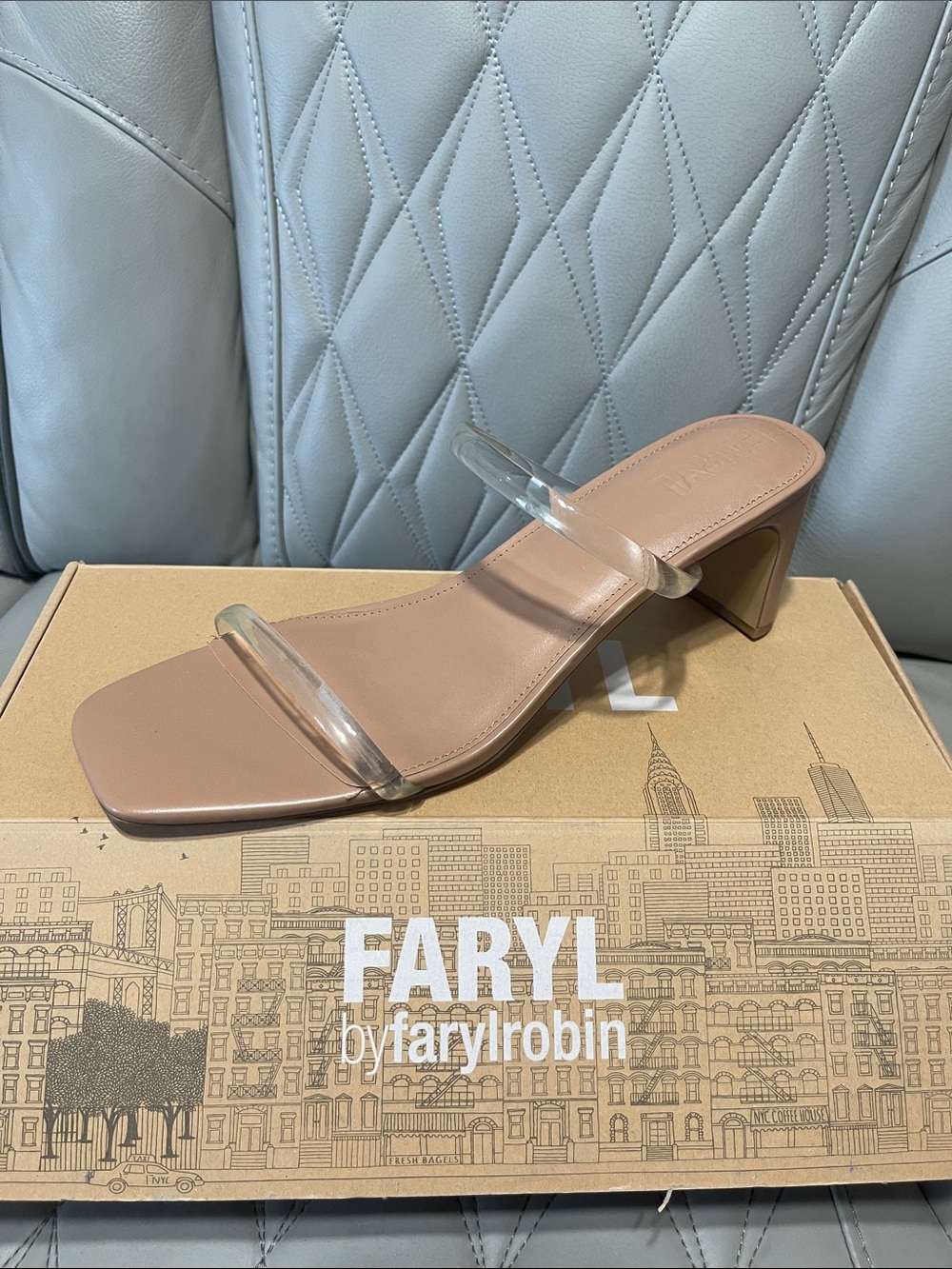 Farylrobin Blush Nude Slide with Clear PVC Straps